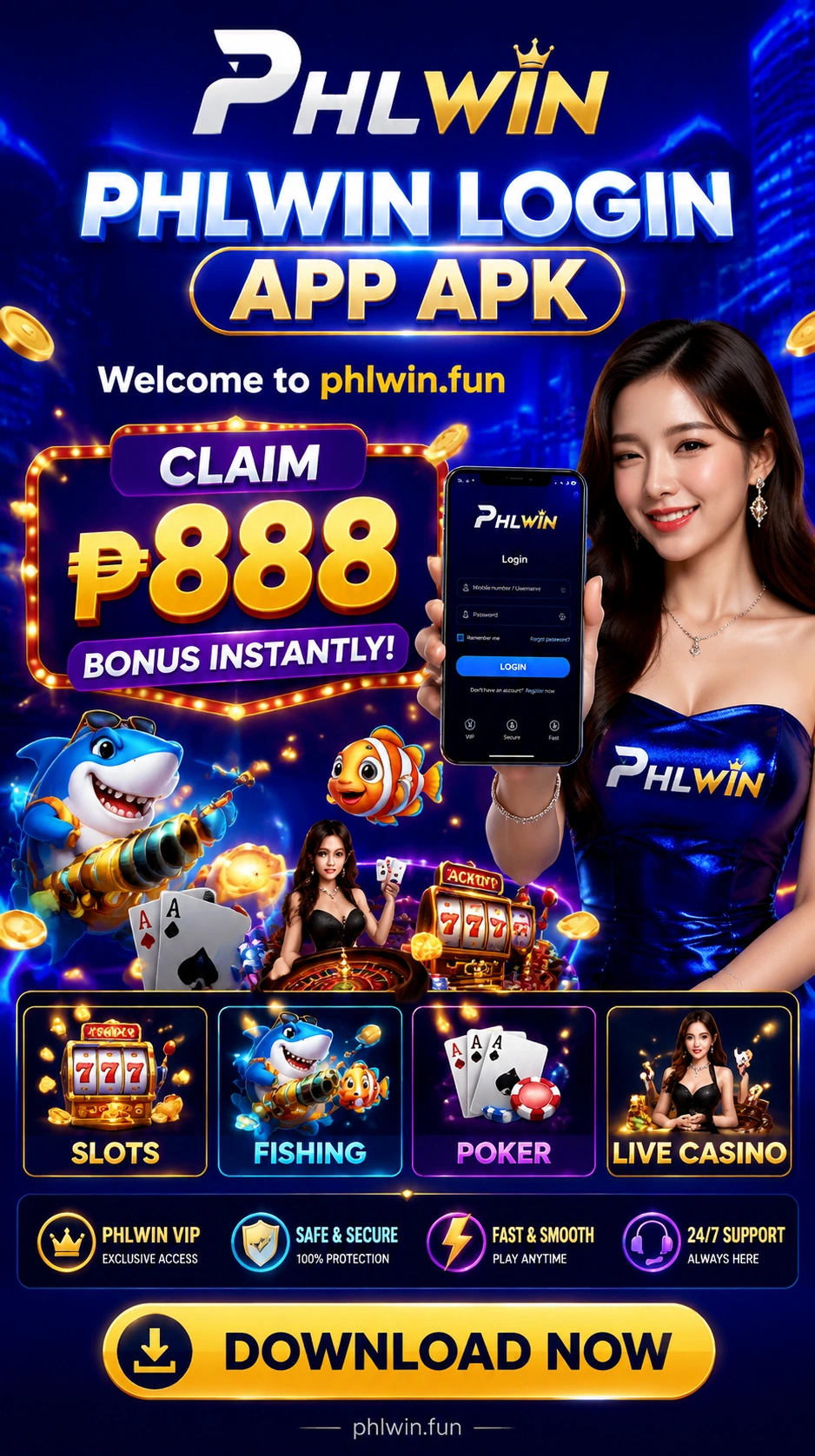 PHLWin visual card with bonus and promo emphasis