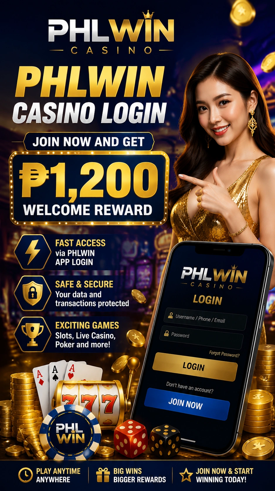 PHLWin visual card showing a clean gaming entry point